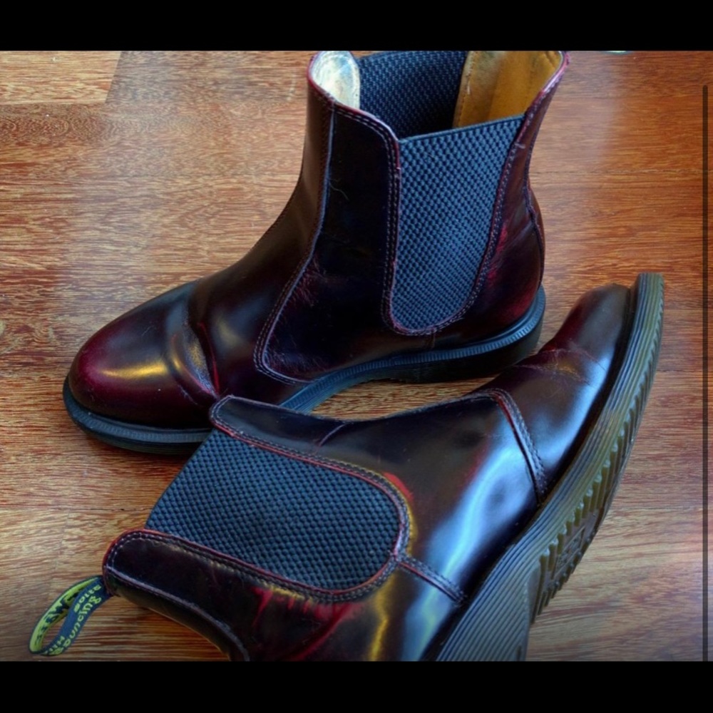 Dr Martens Flora Leather Chelsea Boot, Cherry Red
